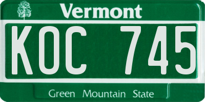 VT license plate KOC745