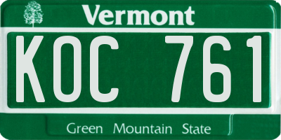VT license plate KOC761