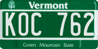 VT license plate KOC762