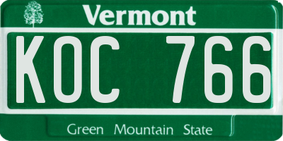 VT license plate KOC766