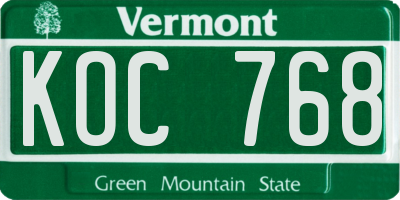 VT license plate KOC768