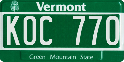 VT license plate KOC770