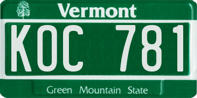 VT license plate KOC781