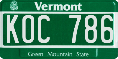 VT license plate KOC786
