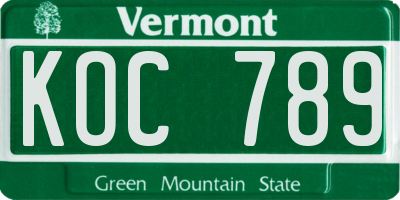 VT license plate KOC789