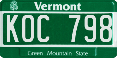 VT license plate KOC798