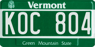 VT license plate KOC804