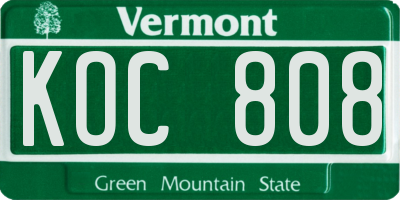 VT license plate KOC808