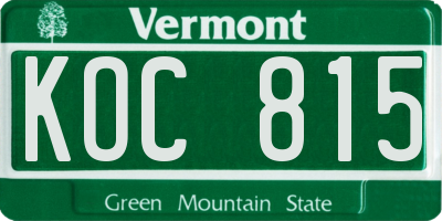VT license plate KOC815