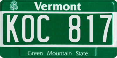 VT license plate KOC817