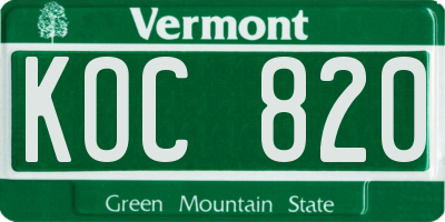 VT license plate KOC820
