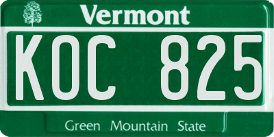 VT license plate KOC825