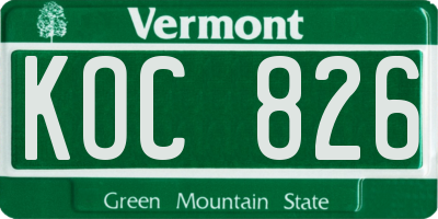 VT license plate KOC826