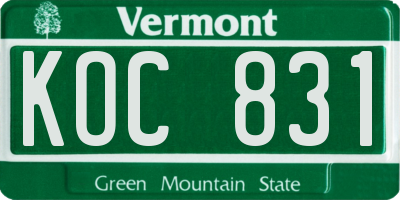 VT license plate KOC831