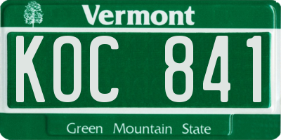 VT license plate KOC841