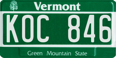 VT license plate KOC846