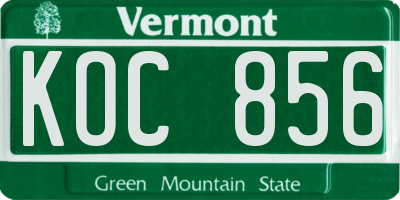 VT license plate KOC856