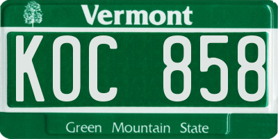 VT license plate KOC858