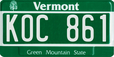 VT license plate KOC861