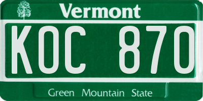 VT license plate KOC870