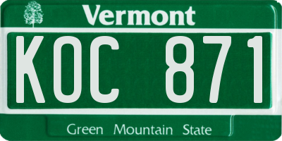 VT license plate KOC871