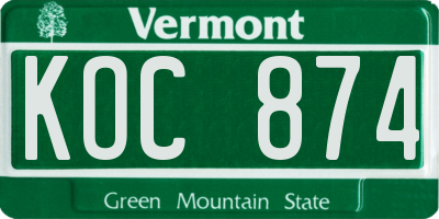 VT license plate KOC874