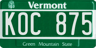 VT license plate KOC875