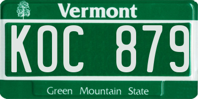 VT license plate KOC879