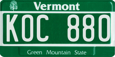 VT license plate KOC880