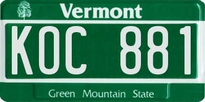 VT license plate KOC881