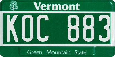 VT license plate KOC883