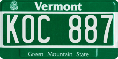 VT license plate KOC887