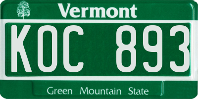 VT license plate KOC893