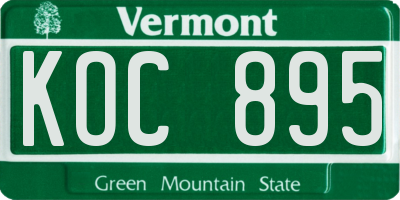 VT license plate KOC895