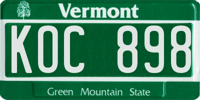 VT license plate KOC898