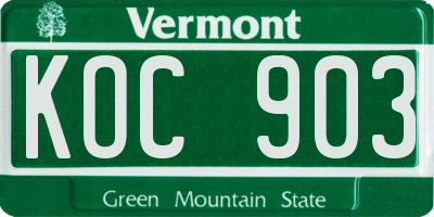 VT license plate KOC903