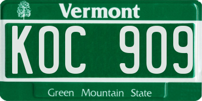 VT license plate KOC909