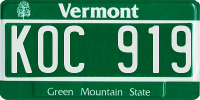 VT license plate KOC919