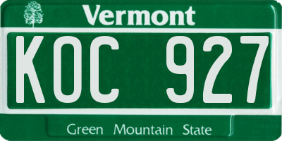 VT license plate KOC927