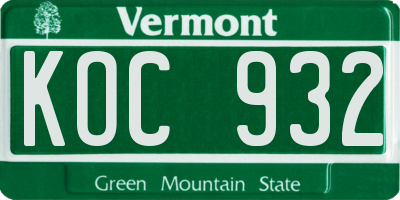 VT license plate KOC932