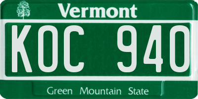 VT license plate KOC940