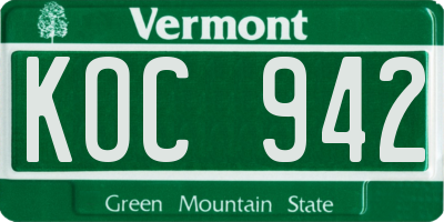 VT license plate KOC942