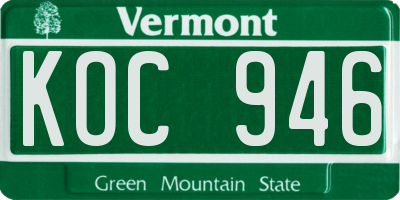 VT license plate KOC946