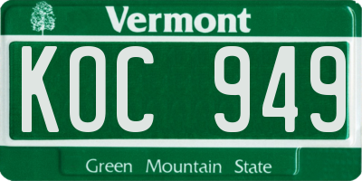 VT license plate KOC949