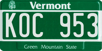 VT license plate KOC953