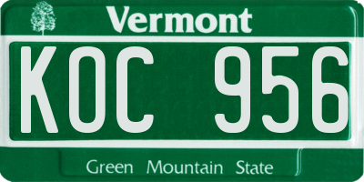 VT license plate KOC956