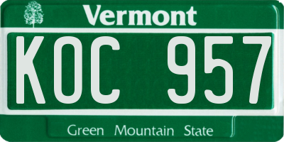 VT license plate KOC957
