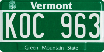 VT license plate KOC963