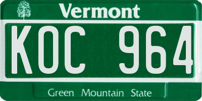 VT license plate KOC964