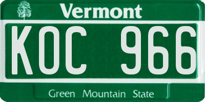 VT license plate KOC966